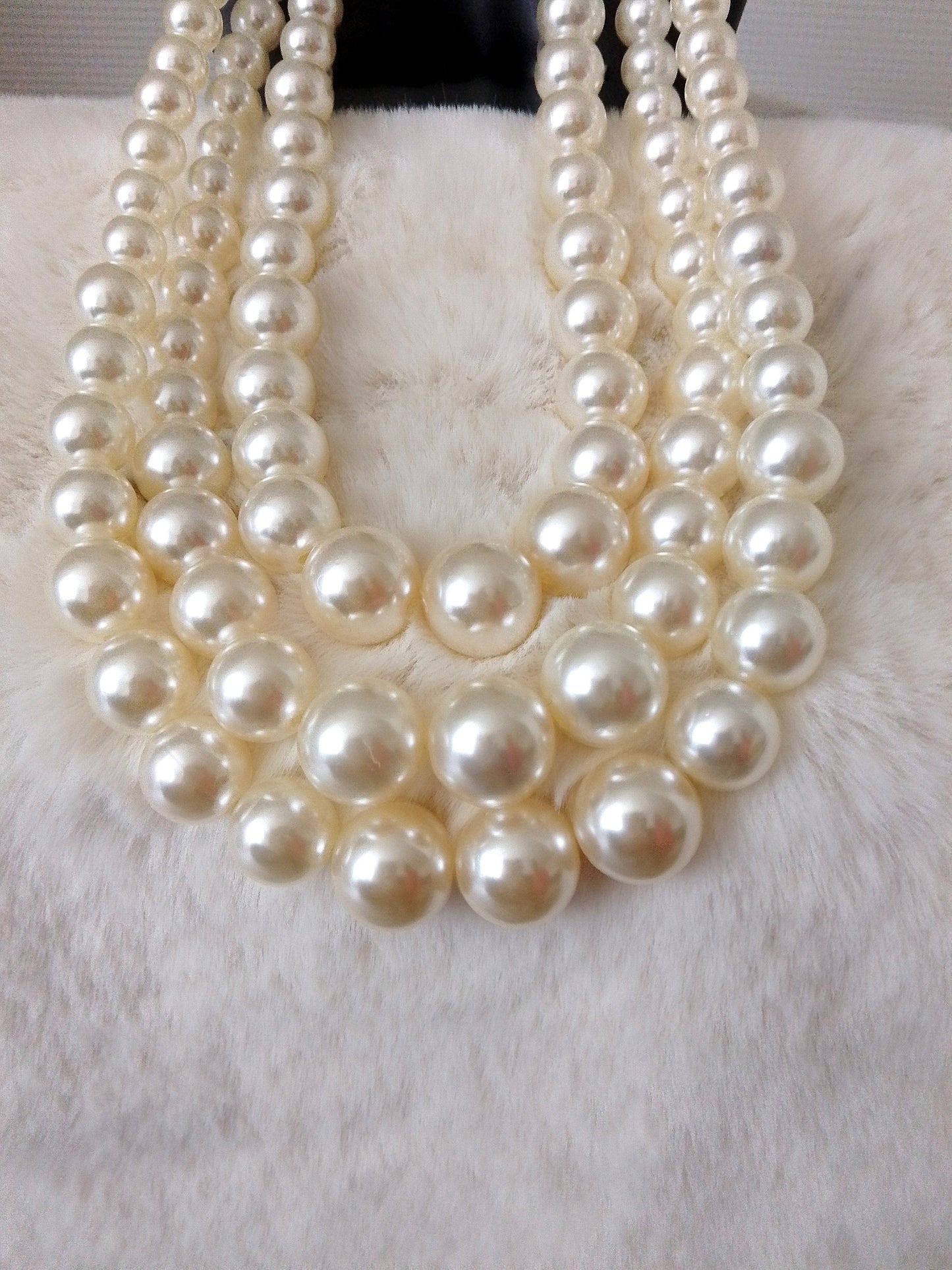 3 Layered Pearl Choker Necklace Statement with earrings - Naturally Me